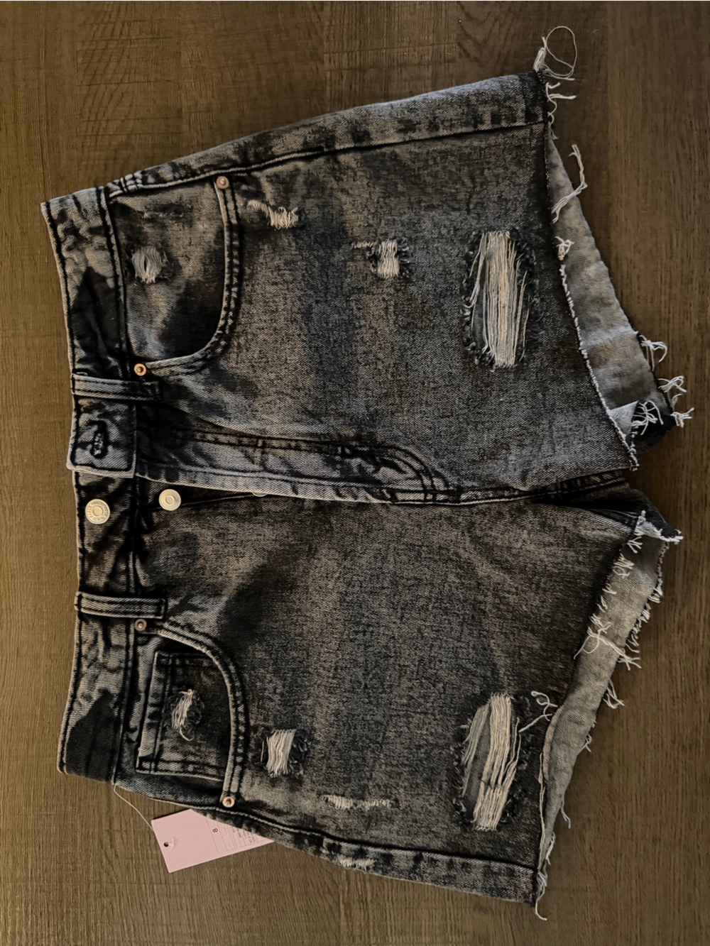 wild fable Washed Black Distressed High-Rise Denim Shorts